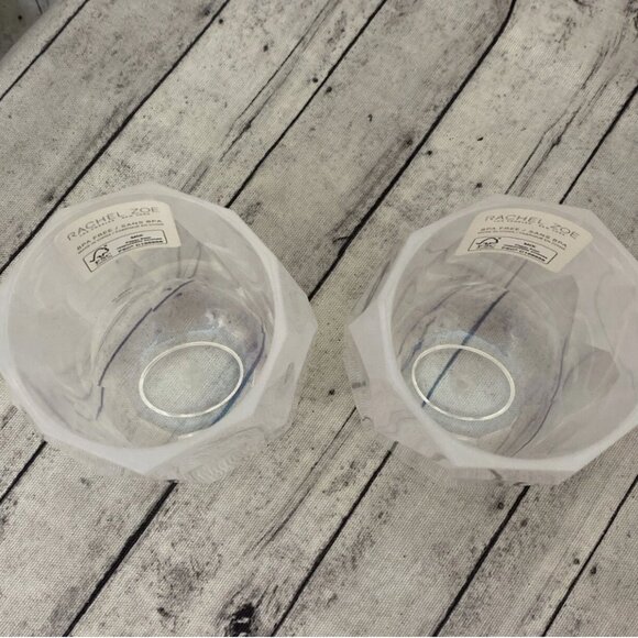 x2 RACHEL ZOE Frosted White Acrylic Diamond Cut Stemless Wine Glass Set Tumbler - Picture 5 of 7